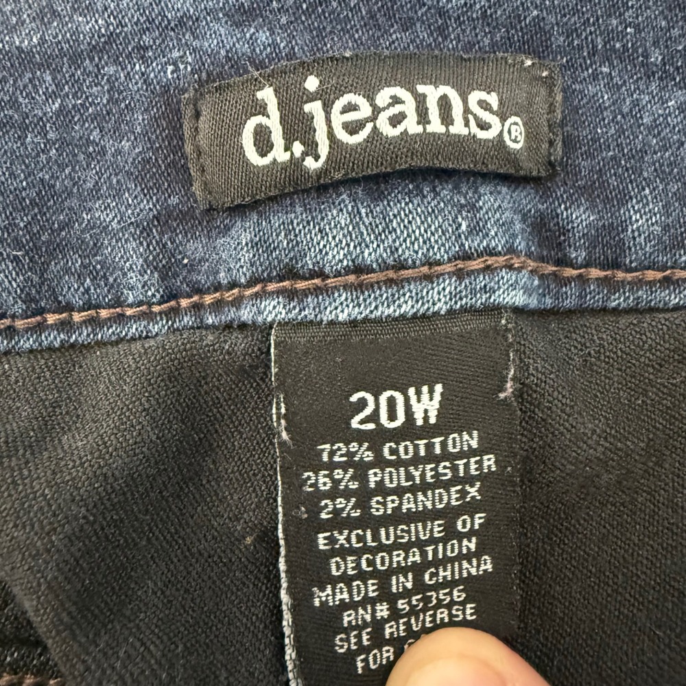 d.jeans Womens 20W Dark Wash Embroidered Skinny Jeans Blue Stretch Denim Pants - Picture 4 of 10